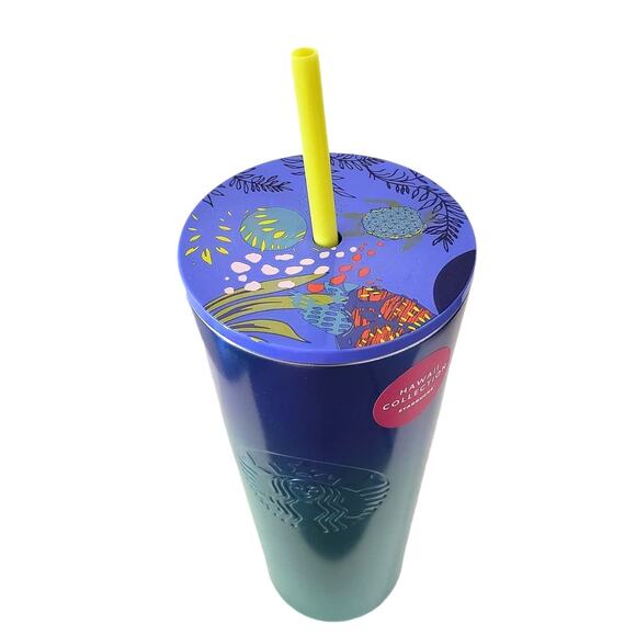 Starbucks Hawaii Collection 24oz Stainless Steel Blue Ombre Tropical Cold Cup - Picture 3 of 3